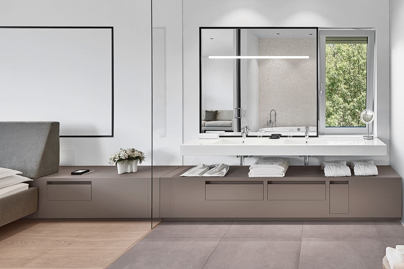 Doppelwaschbecken der Panoramasuite 91 im Lanserhof Lans