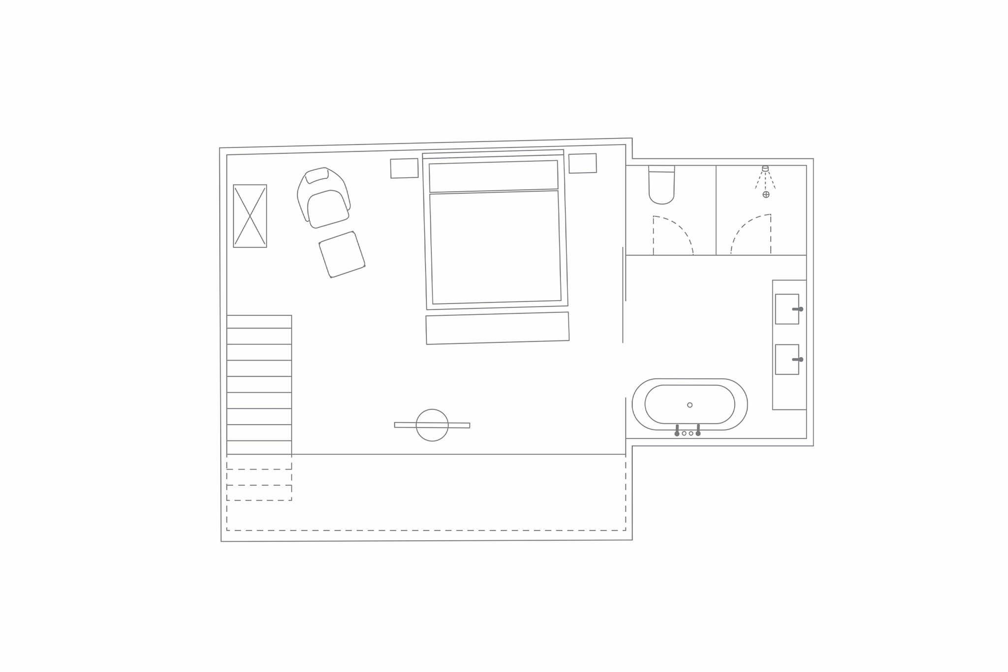 Grundriss der Parvus Duplex Suite oben im Lanserhof Sylt