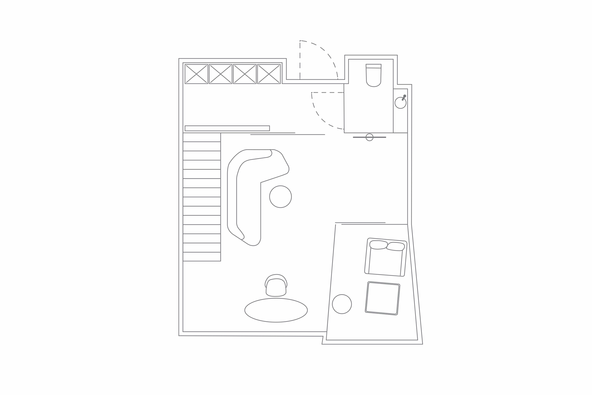 Grundriss der Parvus Duplex Suite unten im Lanserhof Sylt
