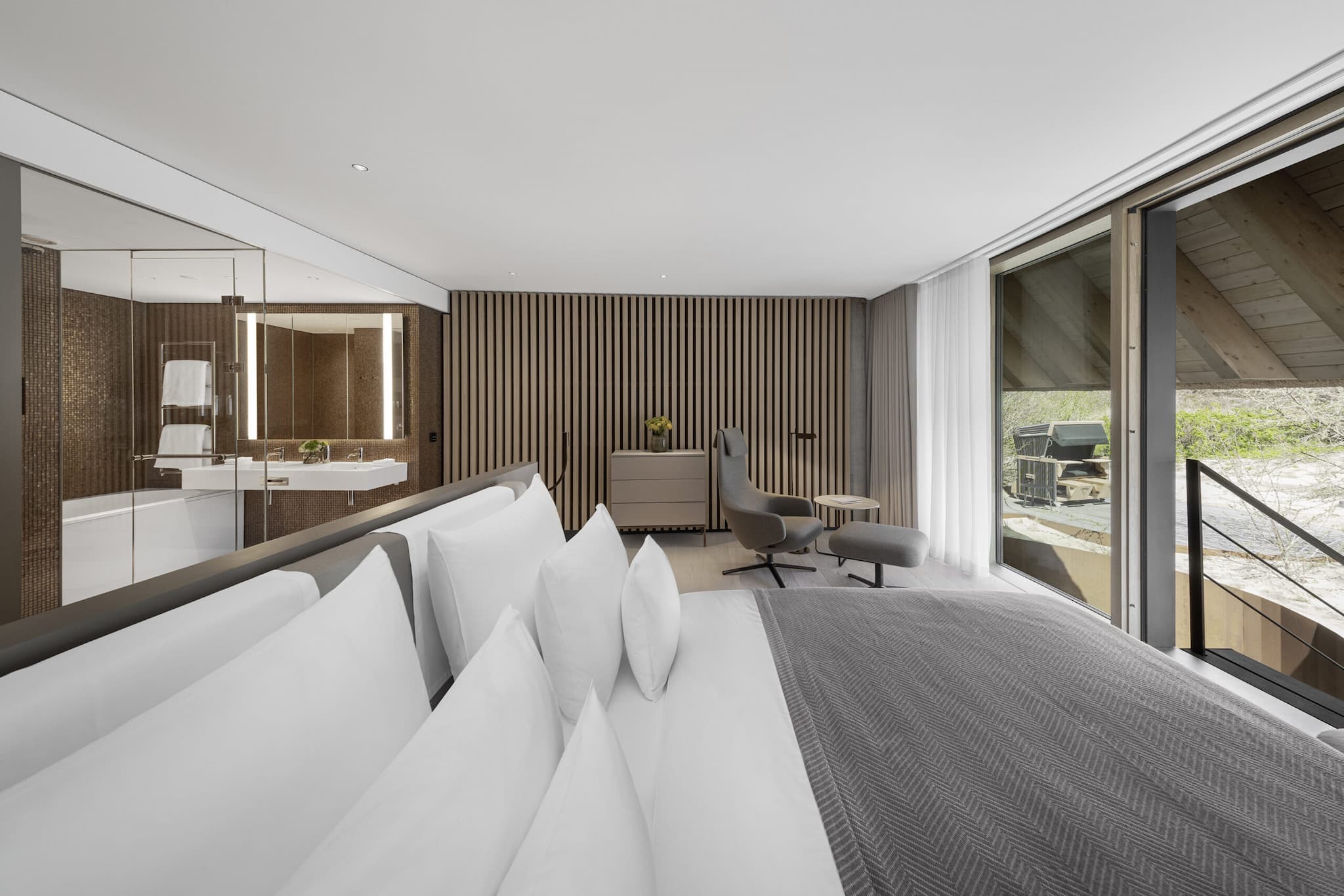 Ansicht eines Zimmers mit Terrasse im Lanserhof Sylt